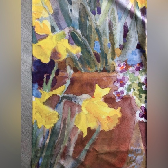 Vintage Toland Judy Buswell #9137 Potted Daffodils Flag - Picture 3 of 5